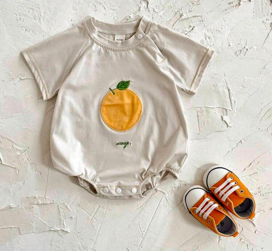 Orange Embroidered Baby Romper – Summer Essential